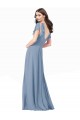 Staubiges Blau A-Linien V-Ausschnitt Chiffon Lange Brautjungfernkleider / Abiballkleider Online