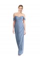 Staubiges Blau Meerjungfrau Off-Schulter Chiffon Lange Brautjungfernkleider Online