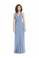 Staubiges Blau Trompete Neckholder V-Ausschnitt Chiffon Lange Formale Brautjungfernkleider / Abendkleider Online