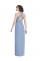 Staubiges Blau Trompete Neckholder V-Ausschnitt Chiffon Lange Formale Brautjungfernkleider / Abendkleider Online