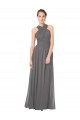 Stormy Silver A-Linien Neckholder Chiffon Lange Brautjungfernkleider Online