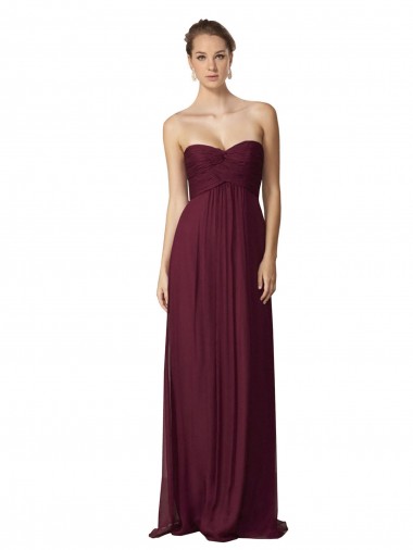 Traube A-Linien Chiffon Lange Brautjungfernkleider Online