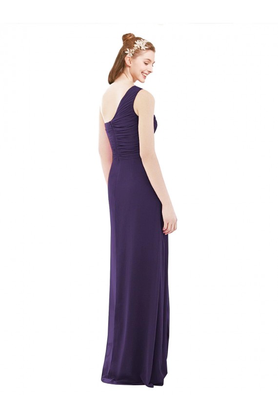 Traube A-Linien Eine-Schulter Chiffon Lange Brautjungfernkleider Online