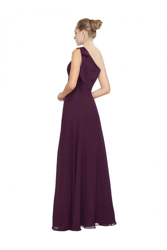 Traube A-Linien Eine-Schulter Chiffon Lange Brautjungfernkleider Online