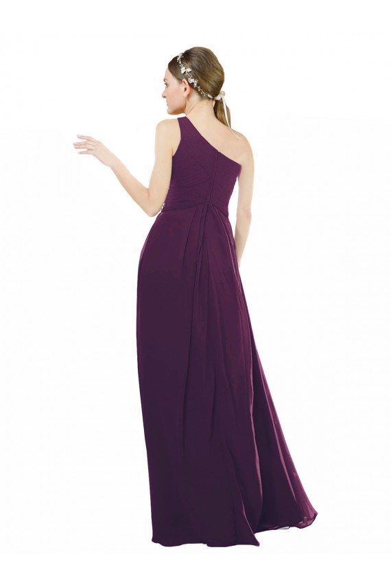 Traube A-Linien Eine-Schulter Chiffon Lange Brautjungfernkleider Online