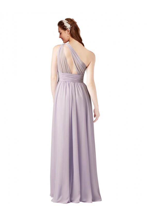 Traube A-Linien Eine-Schulter Chiffon Lange Brautjungfernkleider Online