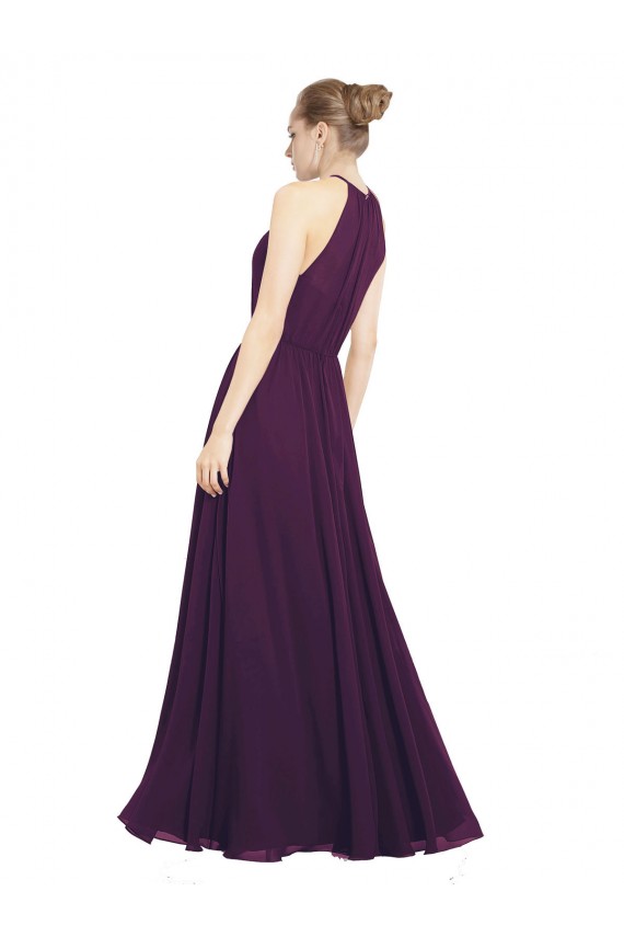 Traube A-Linien Neckholder Chiffon Lange Brautjungfernkleider Online