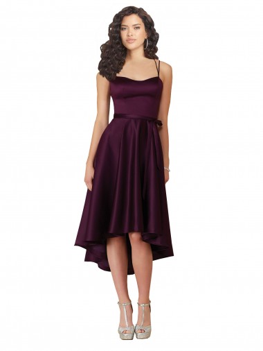 Traube A-Linien Scoop Neck Satin Kurze Brautjungfernkleider / Abiballkleider Online