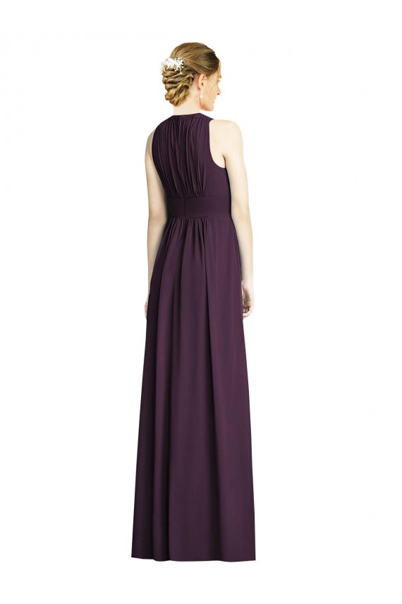 Traube A-Linien V-Ausschnitt Chiffon Lange Brautjungfernkleider Online