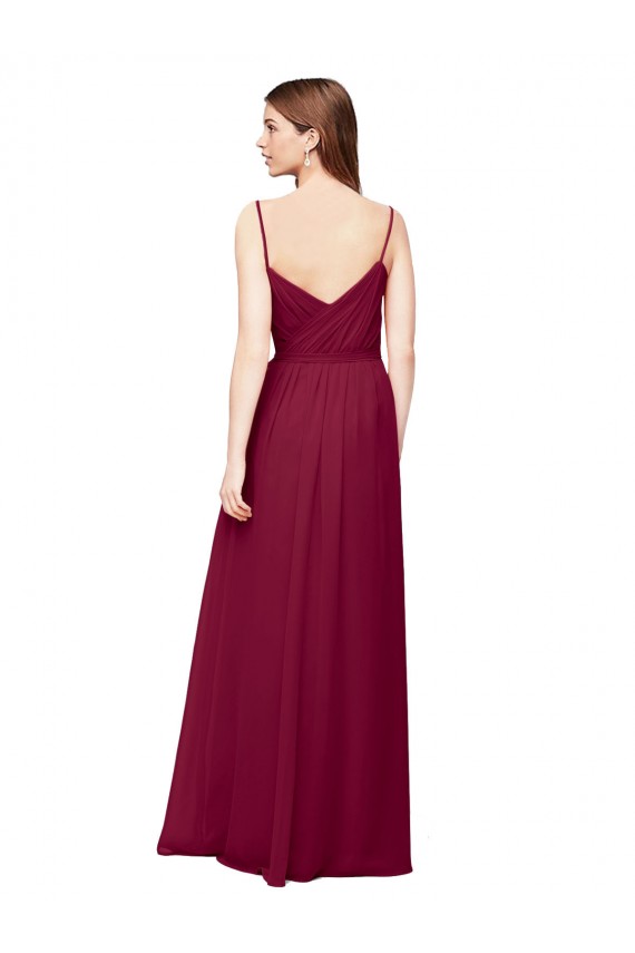 Traube A-Linien V-Ausschnitt Chiffon Lange Brautjungfernkleider Online