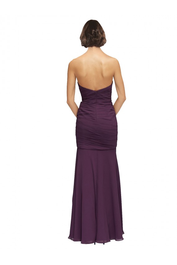 Traube Meerjungfrau Chiffon Lange Brautjungfernkleider Online