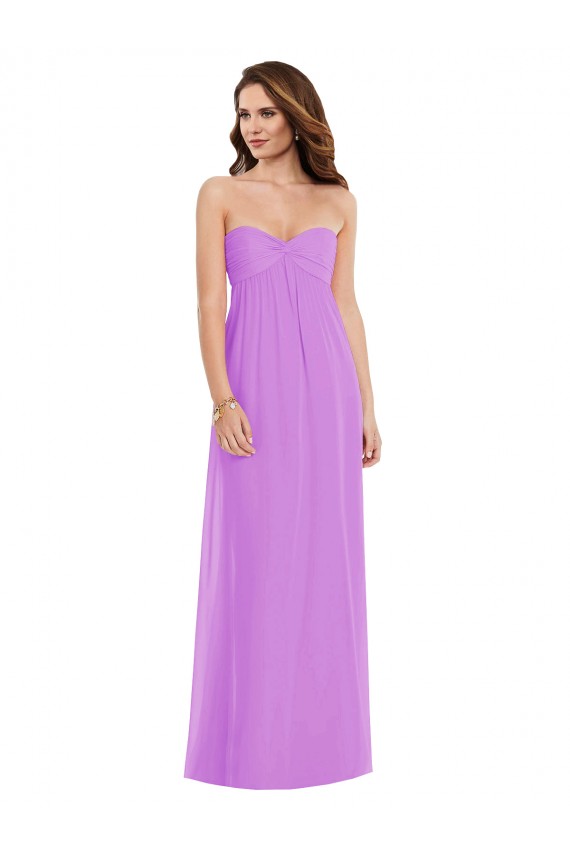 Violett A-Linien Chiffon Lange Brautjungfernkleider Online