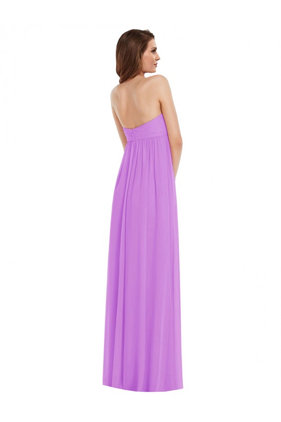 Violett A-Linien Chiffon Lange Brautjungfernkleider Online