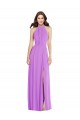 Violett A-Linien Neckholder Chiffon Lange Formale Brautjungfernkleider / Abendkleider Online