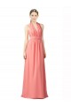 Wassermelone A-Linien Neckholder Chiffon Lange Brautjungfernkleider Online