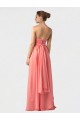 Wassermelone A-Linien Neckholder Chiffon Lange Brautjungfernkleider Online