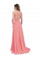 Wassermelone A-Linien Neckholder Chiffon Lange Brautjungfernkleider Online