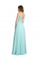 Waterfall A-Linien V-Ausschnitt Chiffon Satin Lange Brautjungfernkleider Online