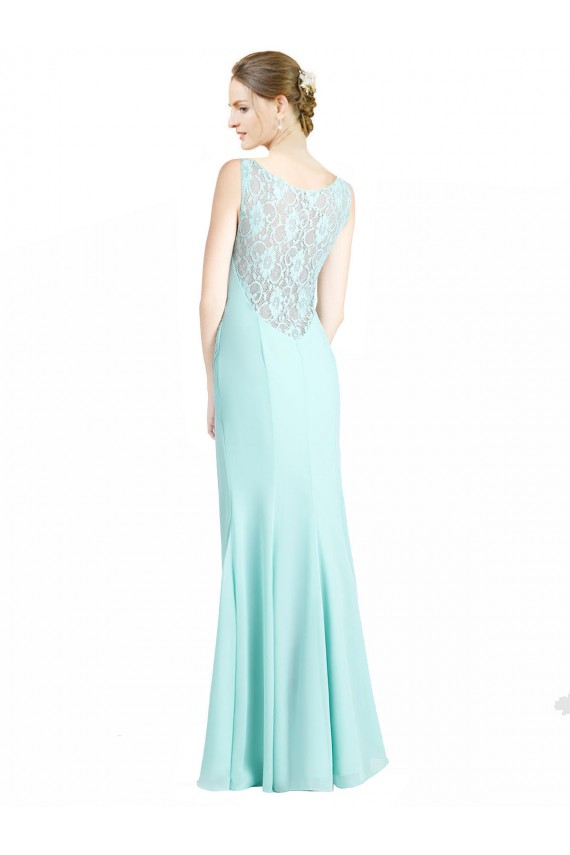Waterfall Meerjungfrau V-Ausschnitt Chiffon Spitze Lange Brautjungfernkleider Online