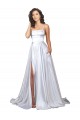 Weiß A-Linien Spaghetti-Träger Stretch-Satin Einfache Strand Brautkleider Online