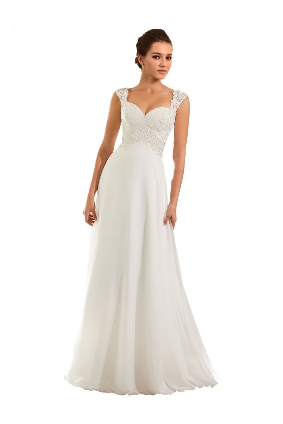 Weiß Etui Kapelle-schleppe Chiffon Spitze Brautkleider Online