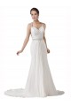 Weiß Etui Kapelle-schleppe Chiffon Strand Brautkleider Online