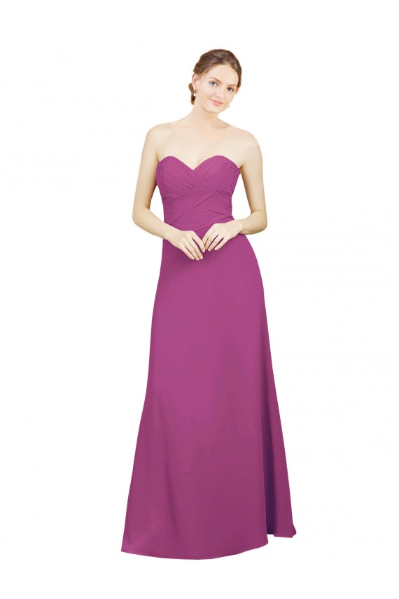 Wilde Beere A-Linien Chiffon Lange Brautjungfernkleider Online
