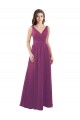 Wilde Beere A-Linien V-Ausschnitt Chiffon Lange Brautjungfernkleider Online