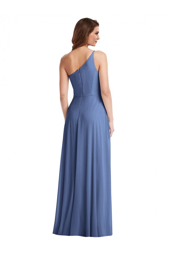 Windsor Blau A-Linien Eine-Schulter Chiffon Lange Formale Brautjungfernkleider / Abendkleider Online