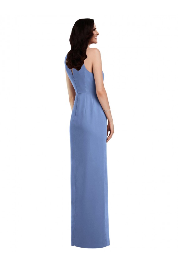 Windsor Blau A-Linien Juwel Ausschnitt Chiffon Lange Brautjungfernkleider Online
