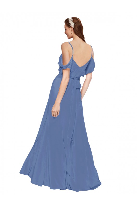 Windsor Blau A-Linien Off-Schulter Chiffon Lange Brautjungfernkleider Online