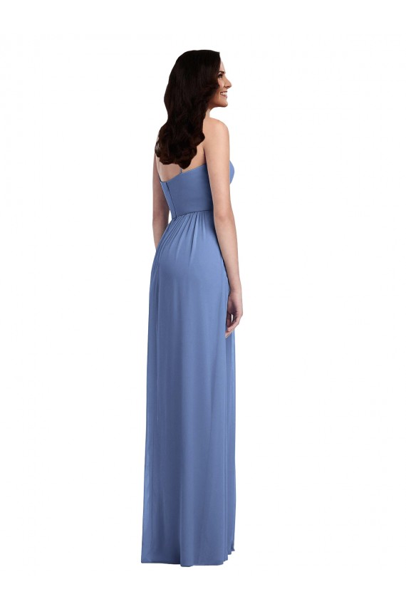 Windsor Blau A-Linien Spaghetti-Träger Chiffon Lange Brautjungfernkleider Online