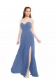 Windsor Blau A-Linien Trägerlos Chiffon Lange Brautjungfernkleider Online