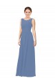 Windsor Blau Etui Illusion Ausschnitt Chiffon Lange Brautjungfernkleider Online