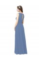 Windsor Blau Etui Illusion Ausschnitt Chiffon Lange Brautjungfernkleider Online