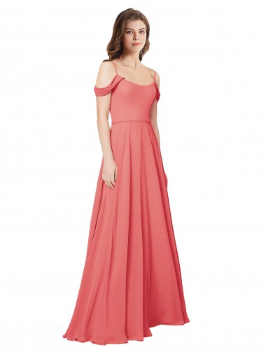 Wüstenrose A-Linien Off-Schulter Chiffon Lange Brautjungfernkleider Online