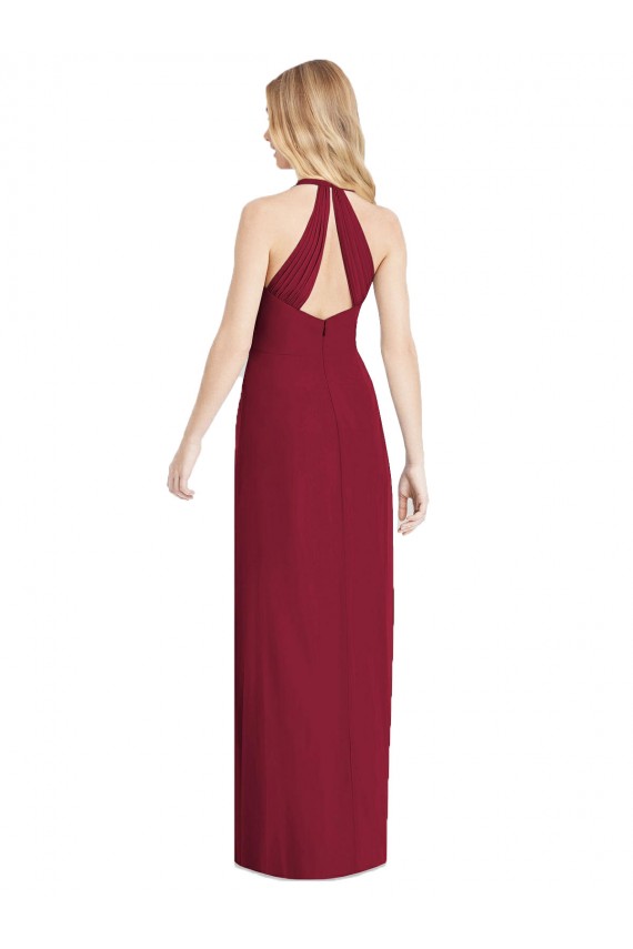 Wüstenrose Trompete Neckholder V-Ausschnitt Chiffon Lange Formale Brautjungfernkleider / Abendkleider Online